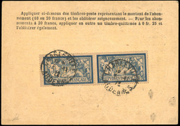 O 123 -- Paire Du 5F. Bleu Merson, Obl. S/carte D'abonnement à La Poste Restante, Frappée Du CàD De CHARLEVILLE - ARDENN - Autres & Non Classés