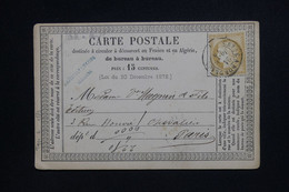 FRANCE - Cérès 15c ( Obl Ambulant ) Sur Carte Précurseur De Toulouse Pour Paris En 1874 - L 129045 - Precursor Cards