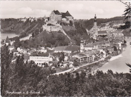 W4043- BURGHAUSEN PARTIAL TOWN PANORAMA, CASTLE, SALZBACH RIVER - Burghausen