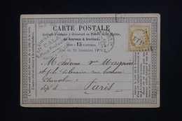 FRANCE - Cérès 15ct Sur Carte Précurseur De Montpellier Pour Paris En 1873 - L 129060 - Vorläufer