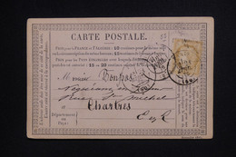 FRANCE - Cérès 15ct Sur Carte Précurseur De Paris  Pour Chartres En 1876 - L 129061 - Precursor Cards