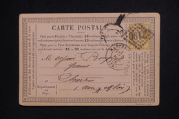 FRANCE - Cérès 15ct Sur Carte Précurseur De Mantes/Seine Pour Chartres En 1876 - L 129064 - Precursor Cards