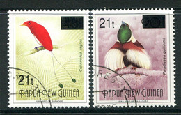 Papua New Guinea 1995 Bird Surcharges - Large T - Set CTO Used (SG 757-758) - Papúa Nueva Guinea