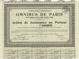 Titre De 1941 - Compagnie Générale Des Omnibus De Paris - Sté Anonyme  - N° 060870 - Transportmiddelen