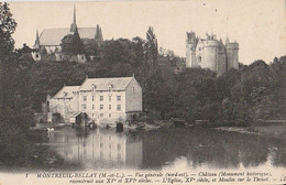 MONTREUIL BELLAY. - Vue Générale (nord-est) - Château - L'Eglise Et Moulin Sur Le Thouet - Montreuil Bellay