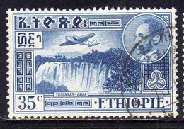 ETHIOPIA ETIOPIA ETHIOPIE 1947 1955 AIR MAIL AIRMAIL POSTA AEREA TESISSAT FALLS ABAI RIVER CENT 35c USATO USED OBLITERE' - Etiopía