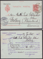 P 43, Bedarf Nach Deutschland, 1908, Zudruck "Credit Lyonnais" - 1850-1931