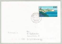 Deutschland 1993, Brief Putgarten - Hinteregg (Schweiz), Rügen, Kreide-Kliffküste - Isole