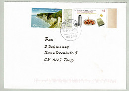 Deutschland 2012, Brief Auerbach - Forch (Schweiz), Nationalpark Jasmund, Rügen, Kreide-Kliffküste - Inseln