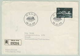 Norwegen / Norge 1969, Brief Ersttag Einschreiben Oslo - Basel (Schweiz, Insel Traena - Islands