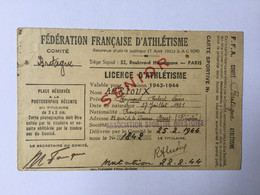 Licence D'athlétisme 1943-1944 / Association Sportive Brestoise - Athlétisme