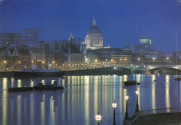 Charles Skilton Postcard St. Paul’s Cathedral And River Thames By Night Unposted - St. Paul's Cathedral