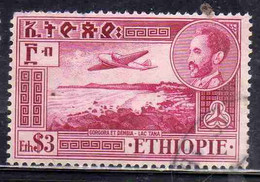 ETHIOPIA ETIOPIA ETHIOPIE 1947 1955 AIR MAIL AIRMAIL POSTA AEREA TANA LAKE GORGORA AND DEMBIA 3$ USATO USED OBLITERE' - Etiopía