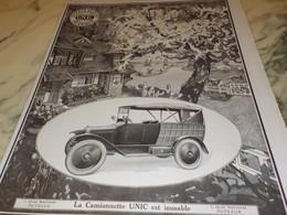 ANCIENNE PUBLICITE INUSABLE CAMIONNETTE UNIC  1922 - LKW