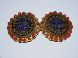 *BELLES BOUCLES De CAPE Tour Perles CORAIL EMAUX CALLIGRAPHIE ORIENTALE BIJOU   E - Sonstige & Ohne Zuordnung