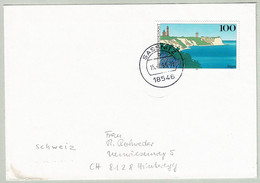 Deutschland 1993, Brief Sassnitz - Hinteregg (Schweiz), Insel Rügen, Ile / Island - Islands