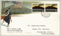 Japan / Nippon 1962, Brief Ersttag Kinko Bay Quasi National Park Nach Praha (Tschechoslowakei),  Vulkan/Volcan/Volcano - Volcans