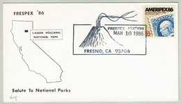USA 1986, Sonderumschlag Frespex Station Fresno, Lassen Volcanic National Park, Vulkan / Volcan / Volcano - Volcans
