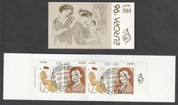 Greece 1996 Europa Cept Booklet - 2 Sets 2-Side Perforated CTO First Day Cancel With Gum - Markenheftchen