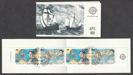 Greece 1992 Europa Cept Booklet Columbus - 2 Sets 2-Side Perforated CTO First Day Cancel With Gum - Carnets