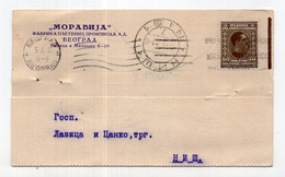 1931. KINGDOM OF YUGOSLAVIA,SERBIA,BELGRADE,MORAVIJA,TEXTILE COMPANY,CORRESPONDENCE CARD,USED - Yugoslavia