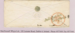 Ireland Meath Louth 1853 Italic "Julianstown/Drogheda'" Receiving House In Green On 1d Pink Env To Dublin Cancelled "179 - Préphilatélie