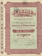 - Titre De 1927 - BELGOLEA- Société Anonyme Pétrolifère Et Minière  - - Erdöl