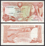 Zypern - Cyprus 50 Cents Banknote 1989 VF Pick 52   (30134 - Cyprus