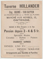 Publicité Carte Commerciale Et Facture  Taverne Hollander  à  Ostende  Hermé Van Batten  (Belgique) - 1900 – 1949