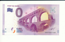 Billet Touristique  0 Euro - PONT DU GARD - UEEY - 2017-1 - N° 7108 - Billet épuisé - Other & Unclassified