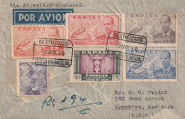 Spain 1946 Registered Air Mail Cover Mailed - 1931-50 Cartas
