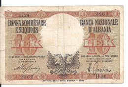 ALBANIE 10 LEK ND1940 VF P 11 - Albania