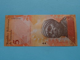 5 - Cinco Bolivares 19-08-2014 > Republica Bolivariana De Venezuela ( For Grade, Please See Photo ) ! - Venezuela