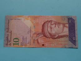 10 - Diez Bolivares 19-08-2014 > Republica Bolivariana De Venezuela ( For Grade, Please See Photo ) ! - Venezuela