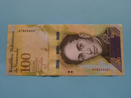 100 - Cien Bolivares 13-12-2017 > Republica Bolivariana De Venezuela ( For Grade, Please See Photo ) ! - Venezuela