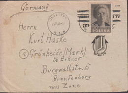 1947. POLSKA.  10 Zl Maria Curie-Skłodowska Perforated On Cover To Germany, Russ Zone Cancell... (Michel 460) - JF432077 - Londoner Regierung (Exil)