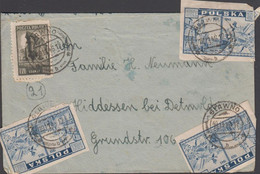 1946. POLSKA.  3 Ex 3 Zl (fold, Defects) + 1 Zl GDANSK On Cover To Hiddessen Bei Detmold, Ger... (Michel 415) - JF432079 - Londoner Regierung (Exil)