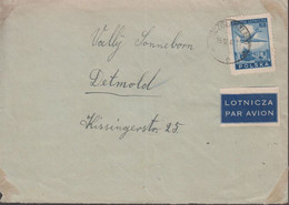 1947. POLSKA.  15 Zl Air Mail On Cover To Detmold, Germany Cancelled 15.12.47. Reverse Transi... (Michel 430) - JF432080 - Government In Exile In London