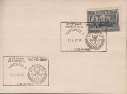 1947. POLSKA.  1 Zl KULTUR On Card With Special Cancel KATOWICE 21.6.47.  (Michel 463) - JF432082 - Governo Di Londra (esilio)