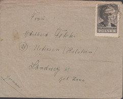 1947. POLSKA.  10 Zl Maria Curie-Skłodowska (defect) Perforated On Cover To Germany, Russ Zon... (Michel 460) - JF432084 - Gouvernement De Londres (exil)