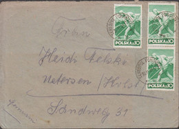 1948. POLSKA.  3 Ex 10 Zl Farmer On Cover To Deutschland Cancelled TERESPOL POM 30.11.48. (Michel 473) - JF432087 - Regering In Londen(Ballingschap)