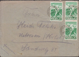 1948. POLSKA.  3 Ex 10 Zl Farmer On Cover To Deutschland Cancelled TERESPOL POM 30.11.48. (Michel 473) - JF432087 - Gouvernement De Londres (exil)