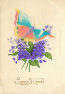 Papillon * CPA Illustrateur Gaufrée Embossed * Butterfly Papillons Fleurs Flowers - Vlinders