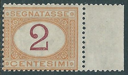 1870-74 REGNO SEGNATASSE 2 CENT MNH ** - I38-4 - Taxe