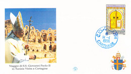 Tunesia Cover 1996 Pope John Paul II Visiting Tunesia - Cartagio  (TS16-6) - Popes
