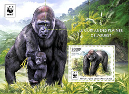 A7570 - CENTRAFRICAINE- ERROR MISPERF Stamp Sheet - 2015 GORILLAS,  W.W.F. - Gorillas