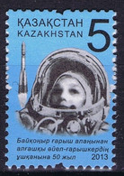 Kazakhstan Space 2013 Valentina Tereshkova On Vostok 6. Little Stamp With Strange Security Star Perforation. - Kazakhstan