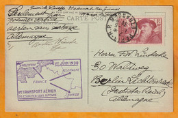 1938 - CP Par Avion (1er Service Sans Surtaxe) De Paris Etranger à Berlin, Allemagne - Affrt YT 384 Auguste Rodin Seul - 1927-1959 Covers & Documents