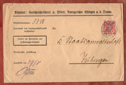 Dienstbrief, Ziffer, Ehingen Nach Tuebingen 1914? (8927) - Wurtemberg