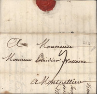 Dauphiné Drôme Marque Postale Noire DIE Du 8 Fev 1778 Pour Montpellier Taxe Manuscrite Cachet Cire Personnage - 1701-1800: Précurseurs XVIII